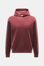 04651/ A trip in a bag Kapuzenpullover 'CW Hoodie' rotbraun, frontal fotografiert, Mix aus Wolle und Baumwolle, weicher Griff, Regular Fit, Kapuze, Weblabel, Rippbündchen.