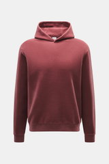04651/ A trip in a bag Kapuzenpullover 'CW Hoodie' rotbraun, frontal fotografiert, Mix aus Wolle und Baumwolle, weicher Griff, Regular Fit, Kapuze, Weblabel, Rippbündchen.