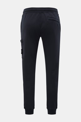 Stone Island Cargo-Sweathose 'Felpa' navy, Rückansicht, schmal zulaufend, elastischer Bund, Cargo-Tasche mit Zipper, Baumwolle, Rippbündchen.