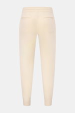 Rear view of von Braun Cashmere jogger pants cream, sporty comfort with soft, warm cashmere, elasticated waistband, tapered fit, angled hip pockets.

Description:
<p>VON BRAUN focuses on sporty comfort with these soft, warm cashmere jogger pants made f