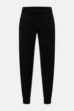 Front view of von Braun Cashmere jogger pants black, soft high-waist tapered fit with elastic drawstring waistband.

<p>VON BRAUN focuses on sporty comfort with these soft, warm cashmere jogger pants made from high-quality, fine cashmere from Mongolia.</p