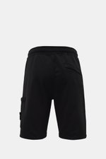 Rear view of Stone Island Cargo-Sweatshorts 'Felpa' schwarz in black cotton with elastic waistband, side zipper pocket, and cargo pocket with compass badge.

<p>Maximale Lässigkeit kommt mit den bequemen Sweatshorts 'Felpa' von STONE ISLAND aus reiner Bau