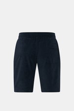 Rear view of 04651/ A trip in a bag 'Terry' shorts navy, soft pure cotton terrycloth, elastic waistband, hip and back pockets.

<p>With the model 'Terry' 04651/ A TRIP IN A BAG presents a comfortable pair of shorts in wonderfully soft terry – perfect for 