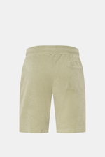 04651/ A trip in a bag Frottee-Shorts 'Terry' salbei, Rückansicht, weicher Baumwoll-Frottee, Regular Fit, elastischer Bund, Leistentasche, French Taschen.