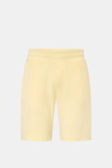 04651/ A trip in a bag Frottee-Shorts 'Terry' pastellgelb, frontale Ansicht, aus weichem Baumwoll-Frottee, Regular Fit, elastischer Bund mit Tunnelzug, französische Taschen, kleines Weblabel in der Seitennaht, Leistentasche am Gesäß, garment dyed.
