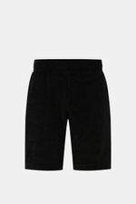 04651/ A trip in a bag Frottee-Shorts 'Terry' schwarz, frontale Ansicht, weicher Baumwoll-Frottee, elastischer Bund, Regular Fit.