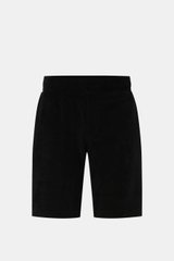 04651/ A trip in a bag Frottee-Shorts 'Terry' schwarz, frontale Ansicht, weicher Baumwoll-Frottee, elastischer Bund, Regular Fit.