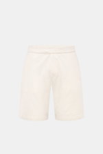 Frontansicht der offwhite 04651/ A trip in a bag Sweat-Shorts aus elastischer Baumwolle mit softem Griff, Regular Fit, elastischem Bund und Tunnelzug.