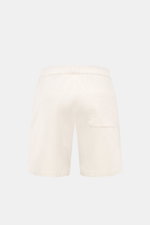 Rückansicht der offwhite 04651/ A trip in a bag Sweat-Shorts aus Baumwoll-Sweat mit elastischem Bund, Gesäßtasche, Regular Fit und softem Griff.
