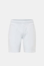 04651/ A trip in a bag Sweat-Shorts 'CL' pastellblau, Frontansicht, aus Bio-Baumwolle und Leinen, elastischer Bund, Regular Fit, französische Taschen.
