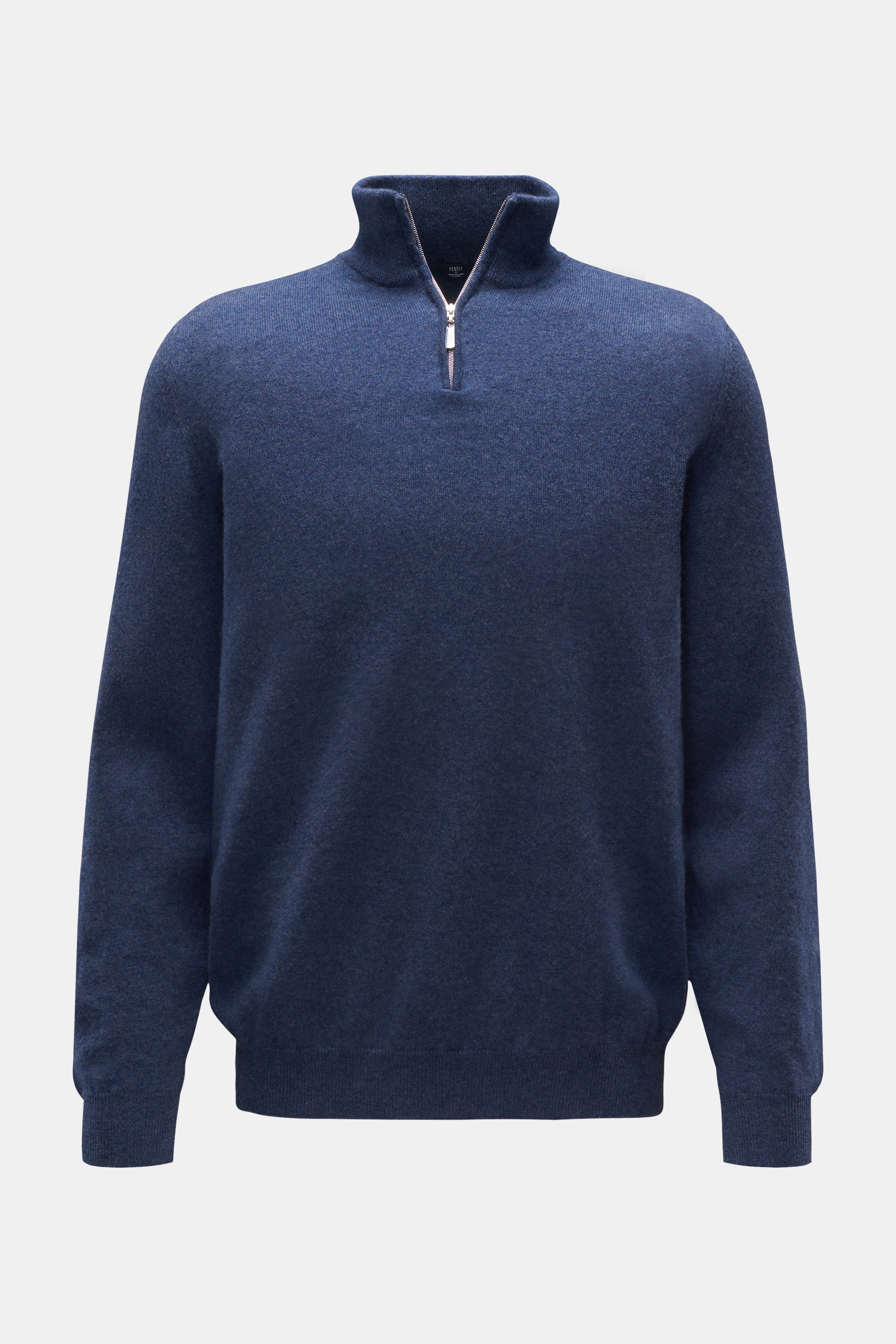 Fedeli Cashmere half-zip jumper 'Favonio Slim' smoky blue