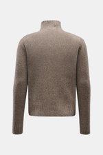 Rückansicht des 04651/ A trip in a bag Troyer 'Grainy' taupe mit Regular Fit, weichem Griff, Boucléstrick, mittelfeinem Strickbild, hohem Rippstrickkragen mit Zipper und breiten Rippbündchen, Mix aus Wolle und Microfaser.