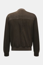 Arma Veloursleder-Blouson 'Didier' dunkelbraun, Rückansicht, feines Veloursleder, Slim Fit, elastische Bündchen, tonales Innenfutter.