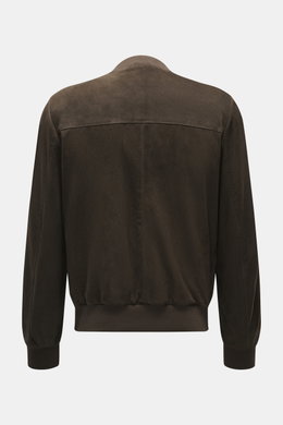 Arma Veloursleder-Blouson 'Didier' dunkelbraun, Rückansicht, feines Veloursleder, Slim Fit, elastische Bündchen, tonales Innenfutter.