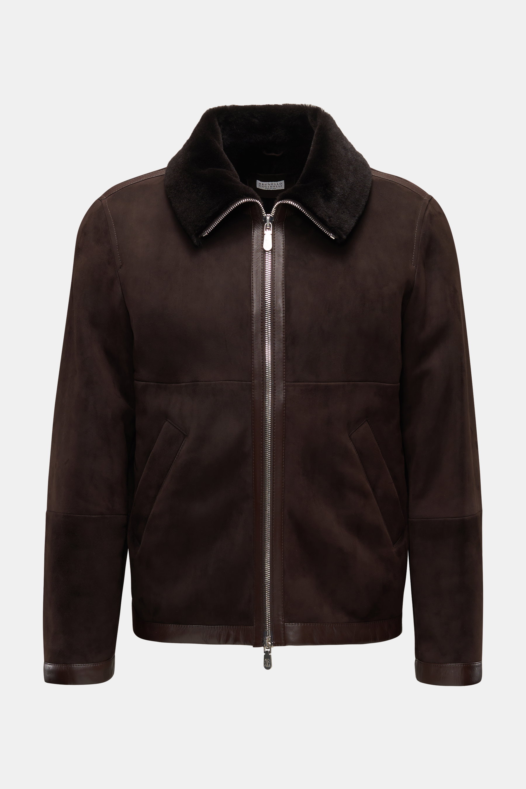Brunello Cucinelli Lammfelljacke dunkelbraun