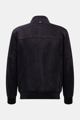 Windsor Lederblouson 'Borello' dark navy, Rückansicht, Slim Fit Blouson aus softem, chromfrei gegerbtem Veloursleder mit Stehkragen, elastischen Bündchen und Innentaschen.