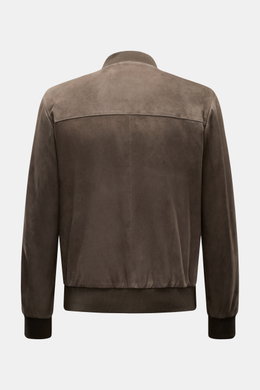 Arma Veloursleder-Blouson 'Didier' dunkelbraun, Rückansicht, Slim Fit, feines Ziegenvelours, Blousonkragen, elastische Rippbündchen, zwei Innentaschen.