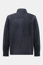 Arma Velourslederjacke 'Dino' navy, Rückansicht, softes Veloursleder, Slim Fit, Umlegekragen, Ärmel mit Knopf, unconstructed Design.