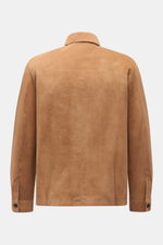 Arma Velourslederjacke 'Dino' hellbraun, Rückansicht, Slim Fit, softes Veloursleder, Umlegekragen, Ärmel mit Knopf, unconstructed Design.