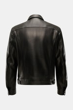 Tom Ford Lederjacke schwarz, Rückansicht, edles Lammleder, Umlegekragen, Slim Fit, Druckknopf-Ärmel, geschmeidiges Futter, Klassiker.