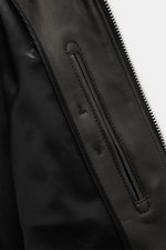Tom Ford Lederjacke schwarz, Detailansicht Innenfutter und Reißverschluss, edles Lammleder, Slim Fit, Umlegekragen, Innentasche, Druckknöpfe.