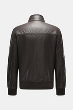 Belstaff Lederblouson 'Winchester Jacket' dunkelbraun, Slim Fit, Rückansicht, robustes Ziegenleder, Stehkragen, elastischer Saum und Ärmelbündchen.