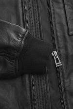 Belstaff Leather Blouson 'Marker Jacket' black close-up from above showing soft sheepskin leather, zipper, and elastic cuffs. 

<p>The leather blouson 'Marker Jacket' is the perfect jacket for autumn – soft sheepskin leather and the casual chic emphasize 
