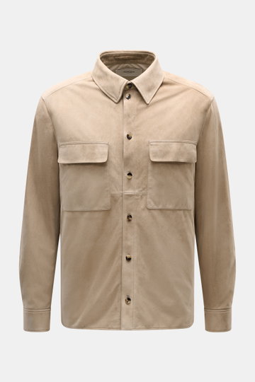 Agnona Veloursleder-Overshirt beige