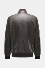 Rear view of the Windsor Leather jacket 'Bassano' dark brown, made of soft, finely grained leather with knitted cuffs and stand-up collar, slim fit.