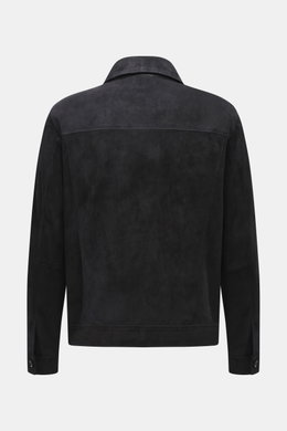 Arma Velourslederjacke 'Daniel' dark navy, Rückansicht, softes Veloursleder, Slim Fit, Umlegekragen, Ärmel mit Knopf, ungefüttert, vier Taschen.