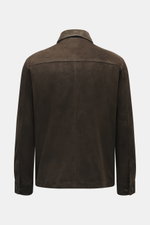 Arma Velourslederjacke 'Mex' dunkelbraun, Rückansicht, edles Lammveloursleder, Umlegekragen, Regular Fit, ungefüttert, weicher Griff.