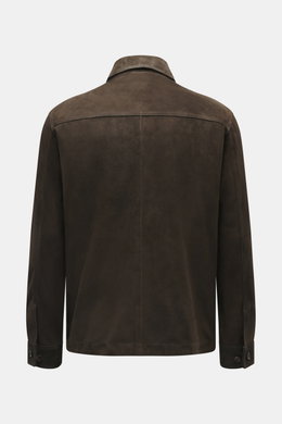 Arma Velourslederjacke 'Mex' dunkelbraun, Rückansicht, edles Lammveloursleder, Umlegekragen, Regular Fit, ungefüttert, weicher Griff.