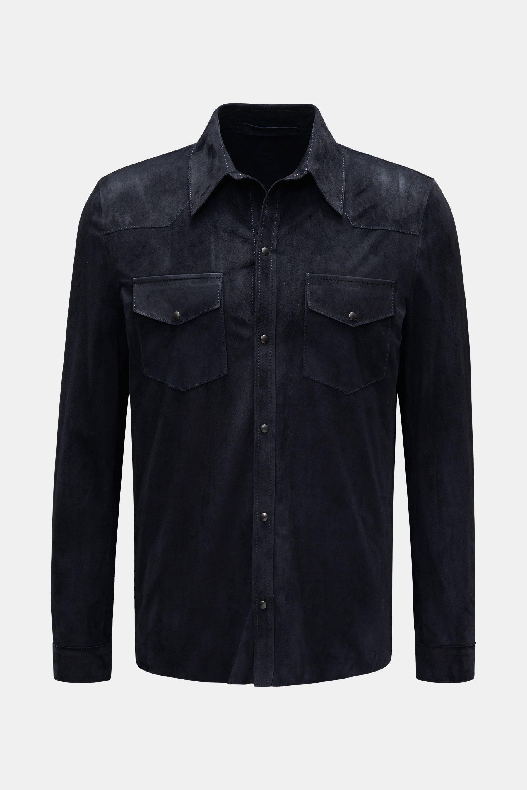 Salvatore Santoro Verloursleder-Overshirt navy