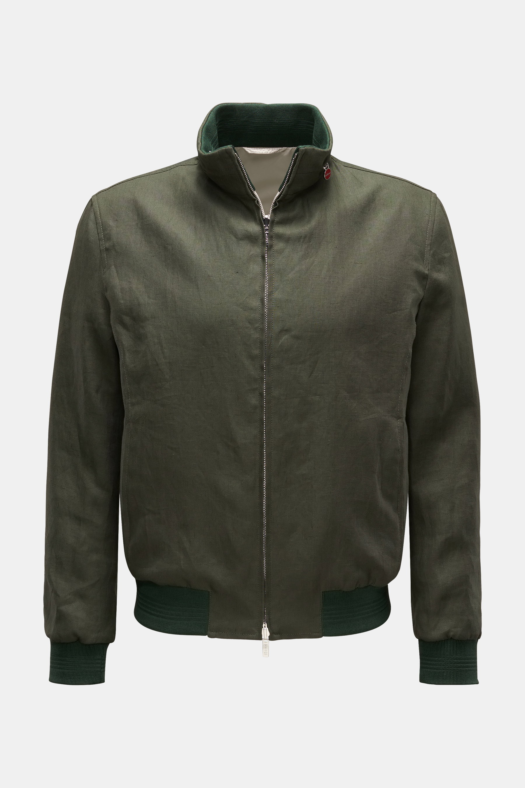 Kiton Leinen-Wendeblouson oliv/beige