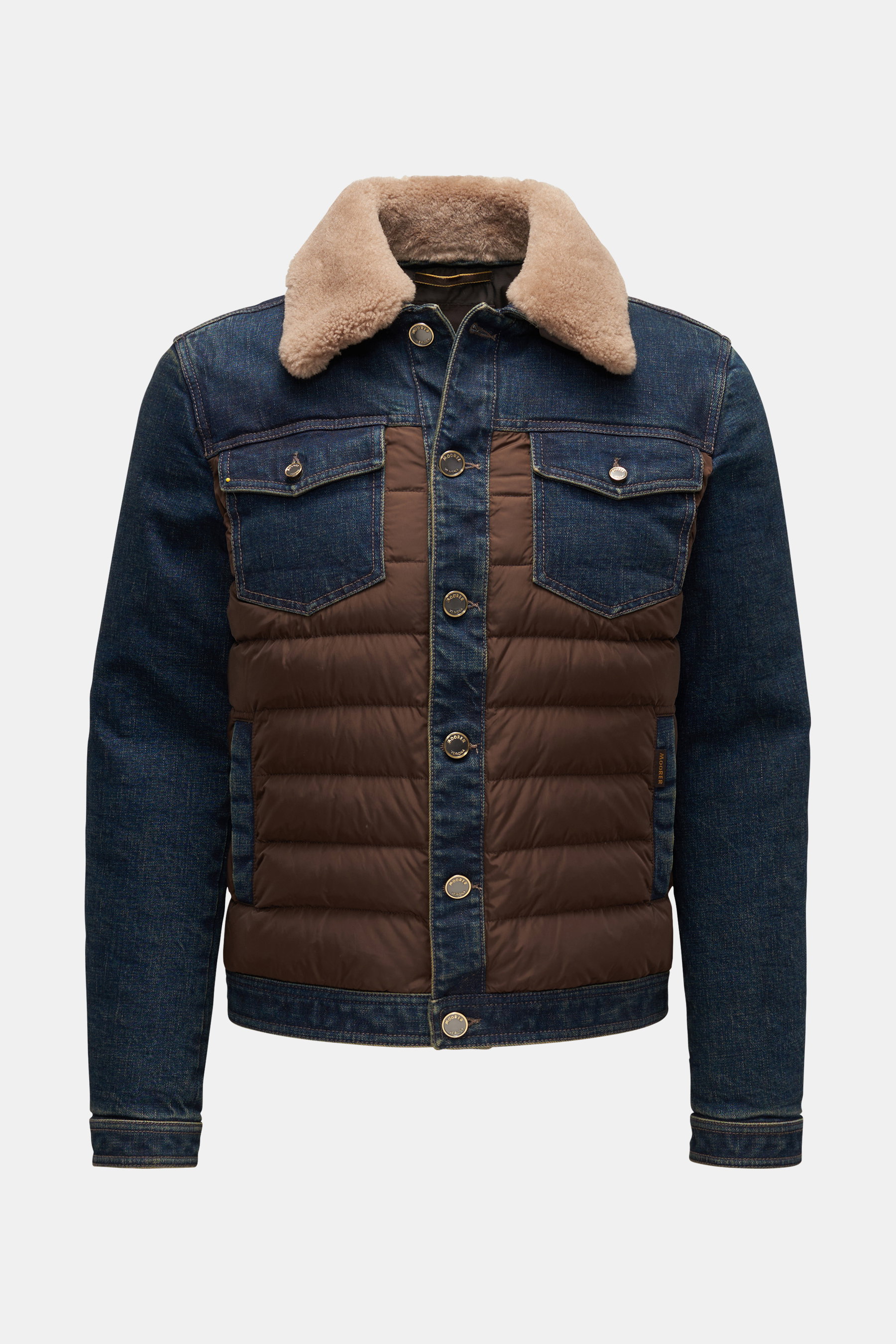 Moorer Daunenjacke 'Mondor Fur' navy/dunkelbraun