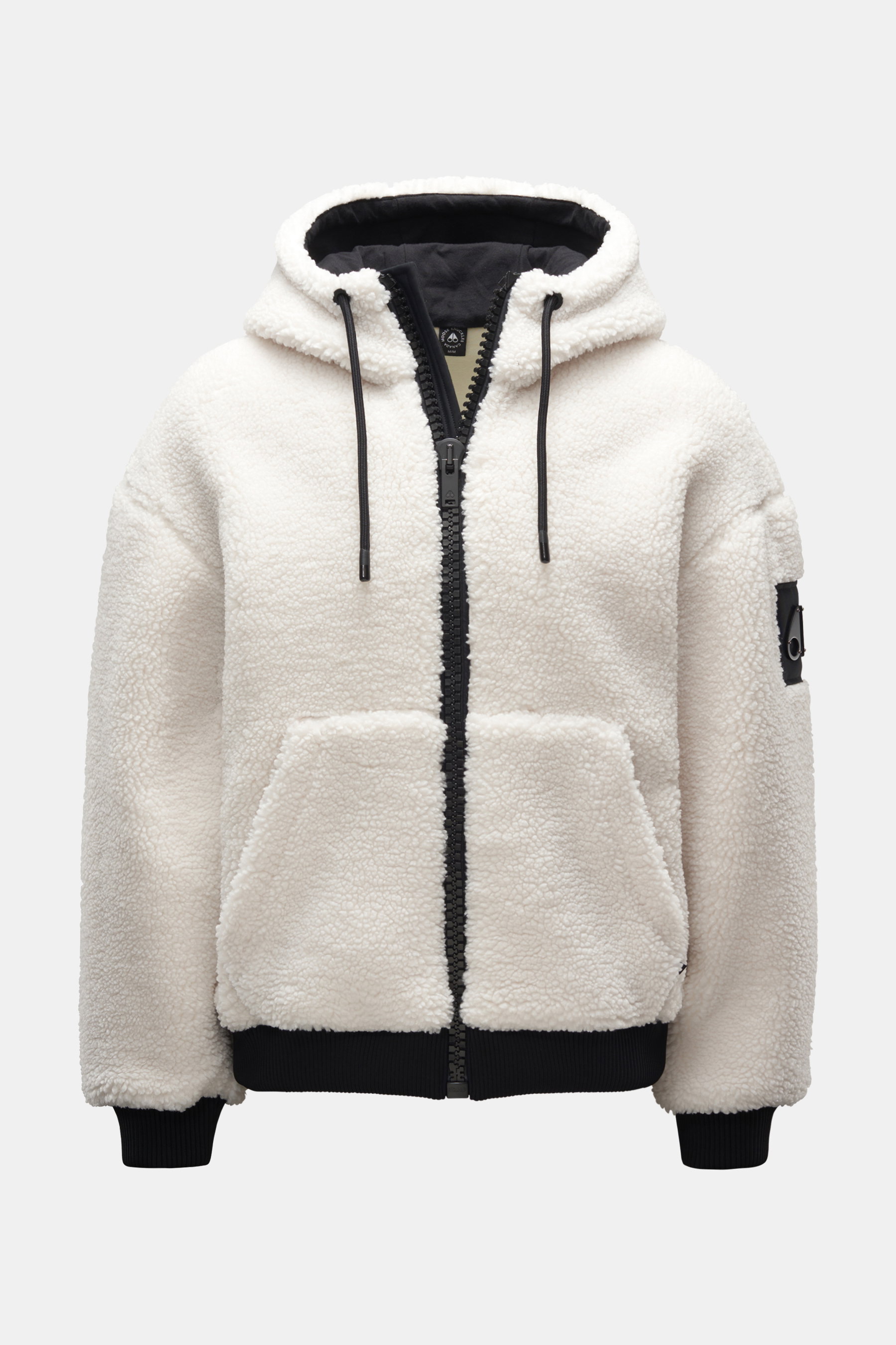 Moose Knuckles Fleece jacket 'Rumson Zip' off-white/black