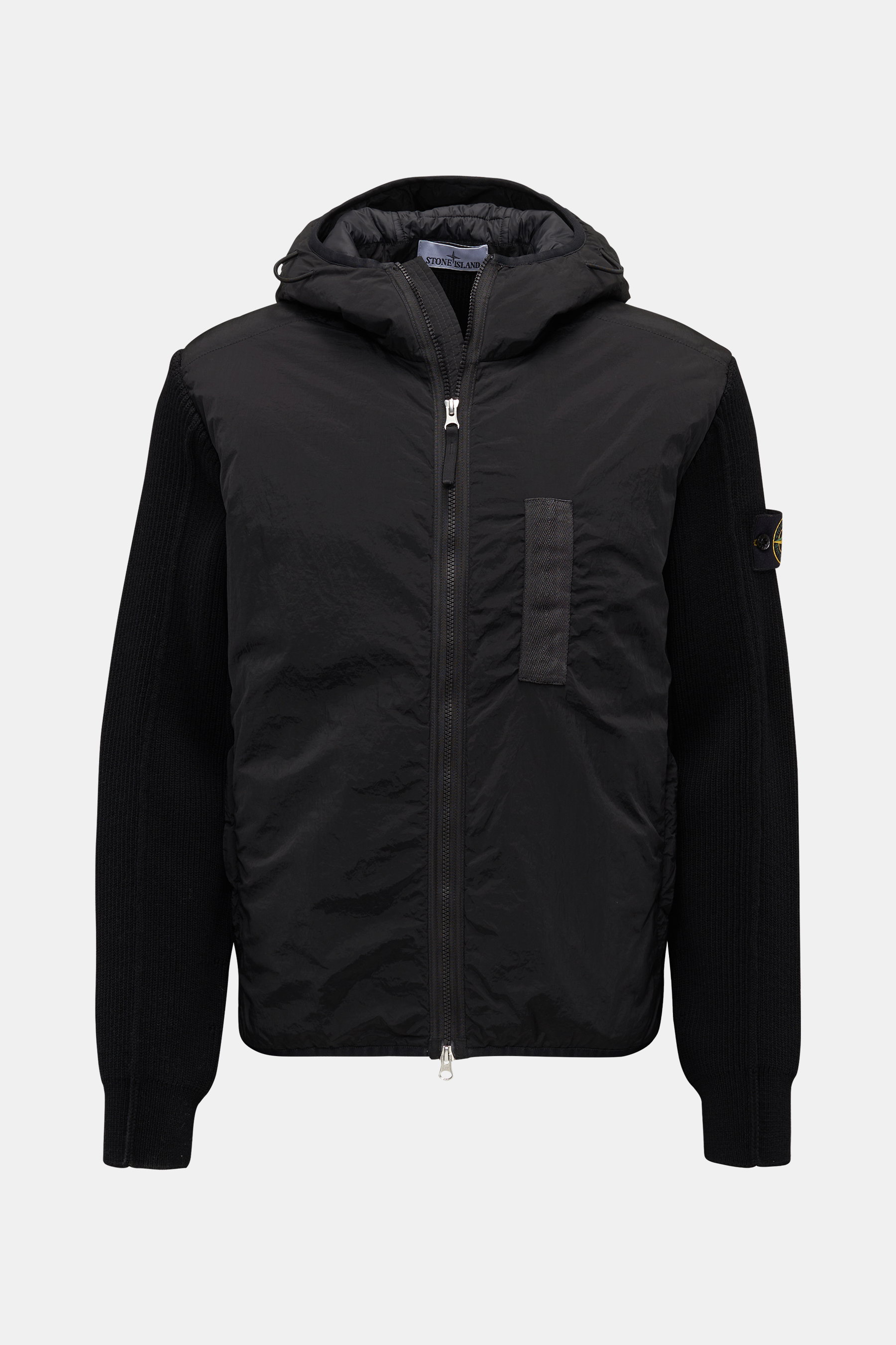 Stone Island Jacke 'Nylon Metal in Econyl Regenerated Nylon With Primaloft-TC And Knit' schwarz