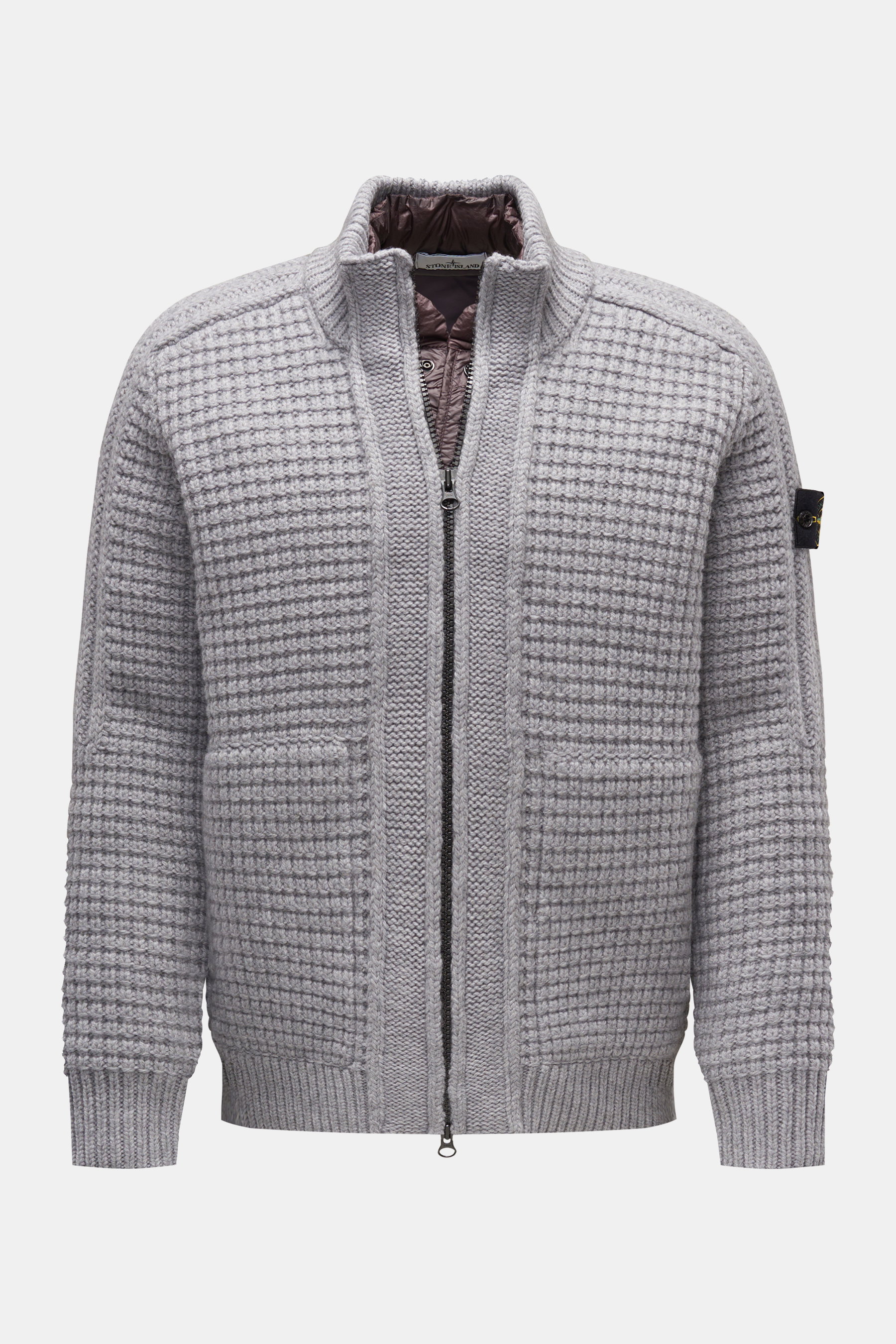 Stone Island Daunen-Strickjacke hellgrau