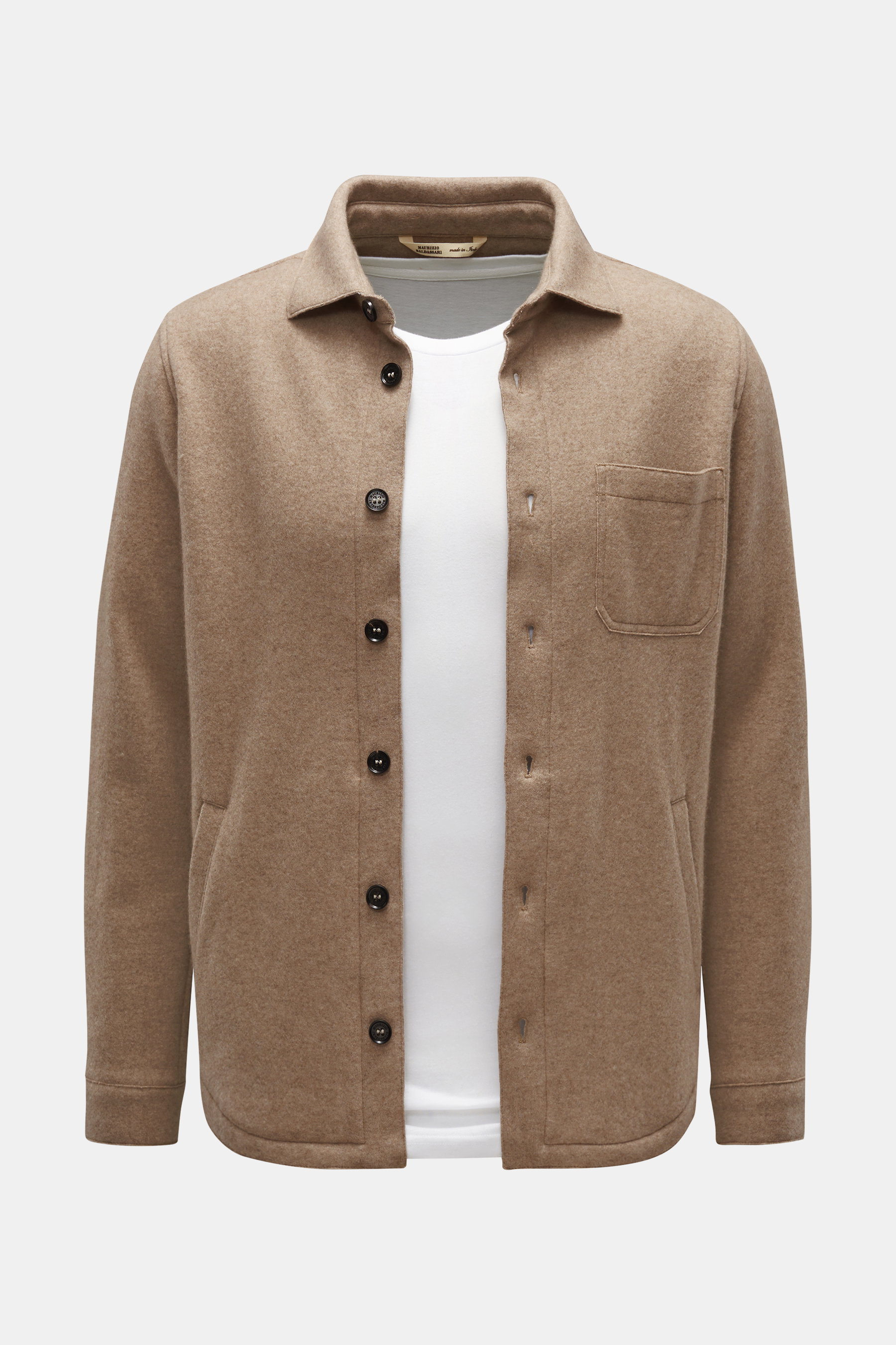 Maurizio Baldassari Cashmere Overshirt 'Solferino Raw Edge' beige meliert
