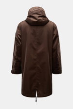 Stone Island Parka 'Twill Wool-TC Ghost Piece' dunkelbraun, Rückansicht, Kapuze, herausnehmbares Innenfutter, regulierbarer Saum.