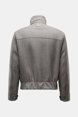 Ami Paris Blouson 'Harrington' grau meliert Rückansicht, Regular Fit aus Schurwolle-Microfaser-Mix mit Stehkragen, Knöpfen und elastischem Saum.