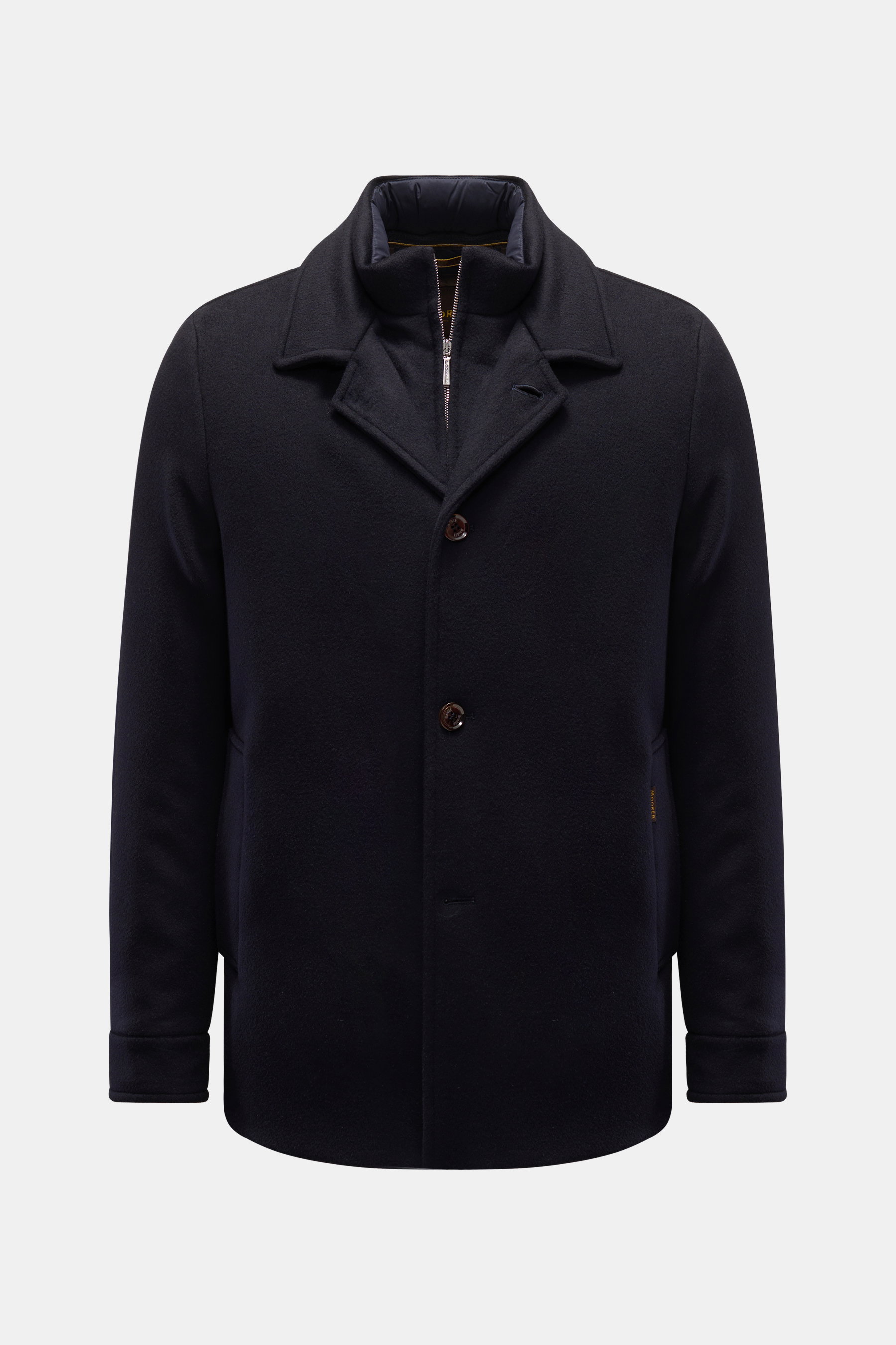 Alt-Tag (124 Zeichen):
Frontal fotografierte Moorer Cashmere Daunenjacke 'Mendel' navy mit Slim Fit, variabler Kragen und wärmender Daunenfüllung.