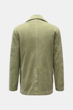 04651/ A trip in a bag Cord-Cabanjacke salbei, Rückansicht, Slim Fit, voluminöser Baumwoll-Breitcord, Rückenmittelschlitz, breiter Reverskragen.
