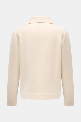 Back view of the 04651/ A trip in a bag Woll-Overshirt 'Boiled Blouson' creme, showing its soft texture and collar. <p>Boiled Blouson</p>