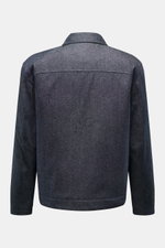 Rückansicht des 04651/ A trip in a bag Blouson navy meliert im Denim-Look, Woll-Mix, Slim Fit, mit Umlegekragen und leicht stretchiger Qualität.