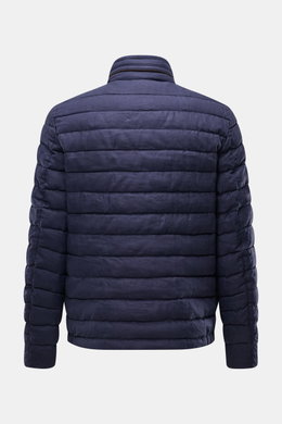 Rear view of the Moorer Down jacket 'Alec' navy melange, an elegant quilted jacket with classic topstitch and concealed hood in collar.

Description: <p>This elegant quilted jacket 'Alec' by MOORER will see you through the changing seasons in style. The l