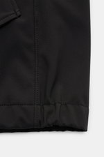 Close-up view of the elasticated cuff on the sleeve of the Stone Island Jacket 'Light Soft Shell-R' black, showcasing the smooth, high-quality microfibre fabric.

<p>Style meets function: This soft shell jacket by STONE ISLAND has a sporty design in a thr