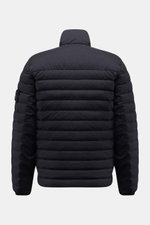 Back view of Stone Island Daunenjacke 'Seamless Tunnel Nylon Down-TC' dark navy, lightweight down jacket with high collar, slim fit, and typical compass badge on sleeve. Die Jacke 'Seamless Tunnel Nylon Down-TC' von STONE ISLAND überzeugt mit innovativer 