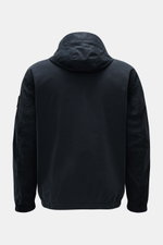 Back view of Stone Island Blouson 'Stretch Cotton Twill-TC' navy, slim fit with elastic cuffs and hem, hood with drawstring, in soft, elastic cotton.

Supplementary description:  
Sportives Frühlings-Essential: Mit seinem leichten Baumwollmaterial wird de