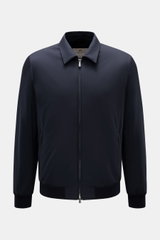 Mandelli Blouson navy von vorne, Slim Fit, Microfaser, glatter Griff, leichte Wattierung, Umlegekragen, zwei schräge Zipper-Taschen, Rippbündchen.